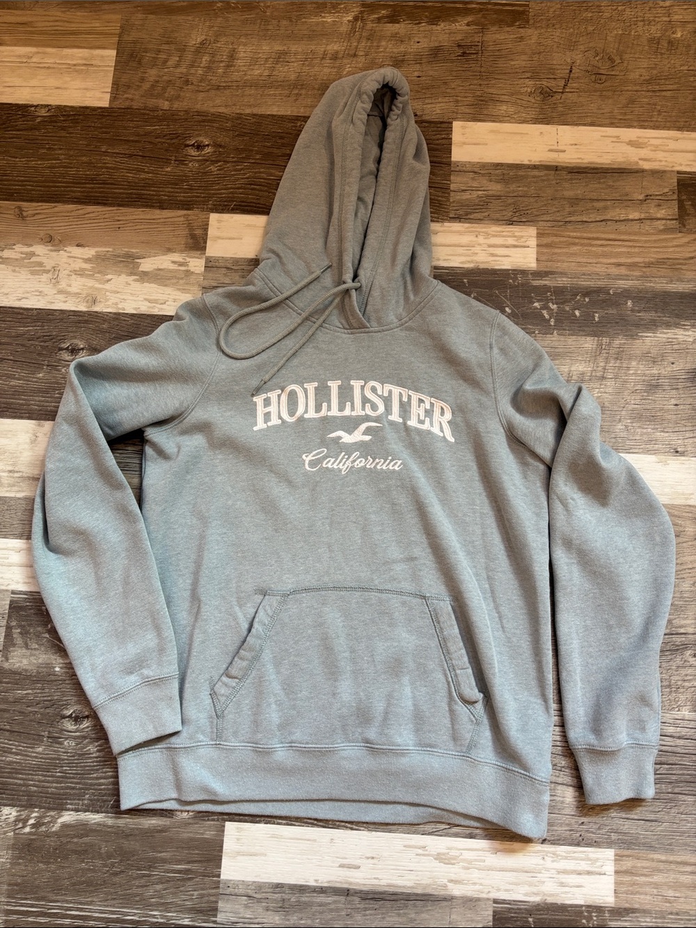 Hollister Light green Pullover Hoodie with White Logo
